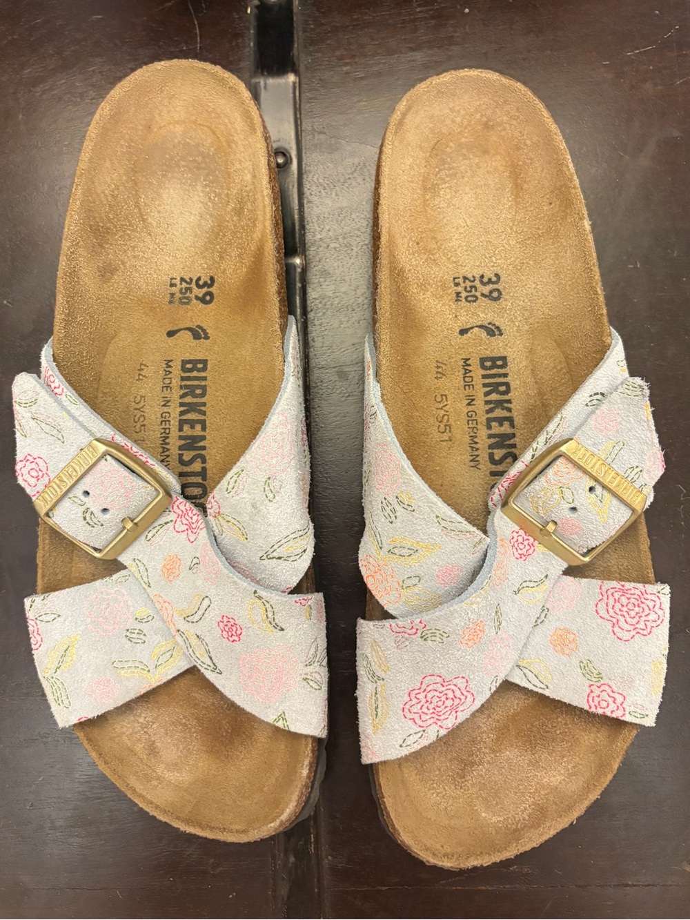 Birkenstock Floral Cross-Strap Sandals 39